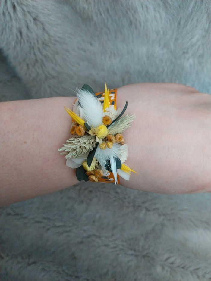 Bracelet ruban fleurs séchées - photo numéro 4
