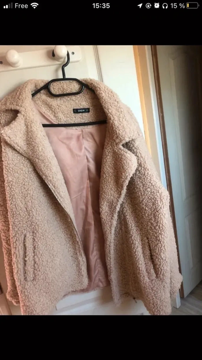 manteau en tissu duvuteux shein teddy beige crème - photo numéro 2