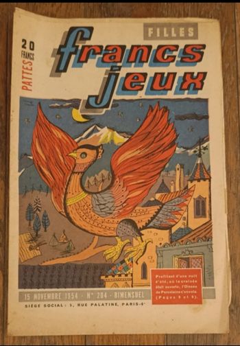 Ancien journal Francs jeux Filles N°204 1954 vintage
