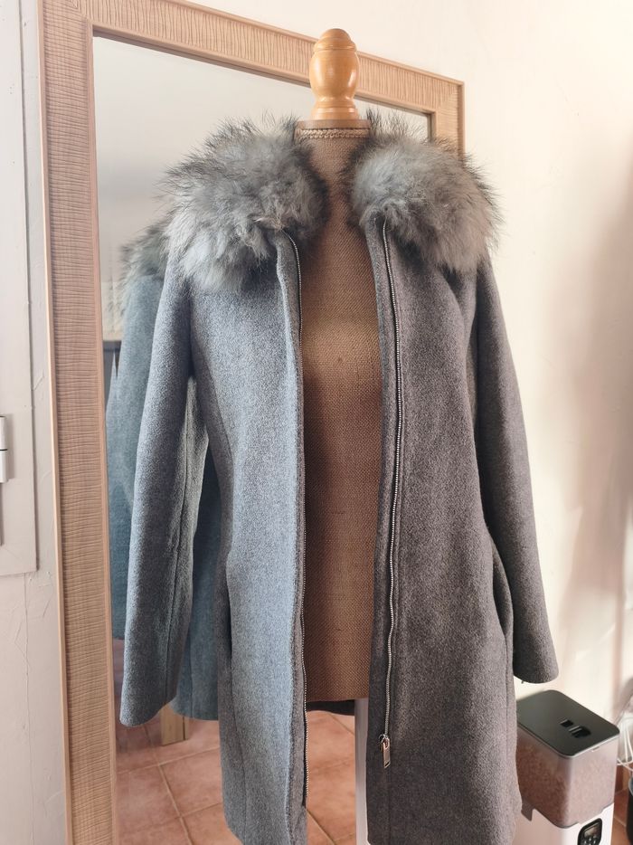 Manteau Gris en Laine _ Claudie Pierlot _ taille 36/38 - photo numéro 4