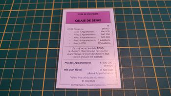 Titre de propriété Quais de seine Monopoly Et si le Monopoly était inventé aujourd'hui #C22
