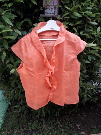 Chemisier orange en lin taille 40/42