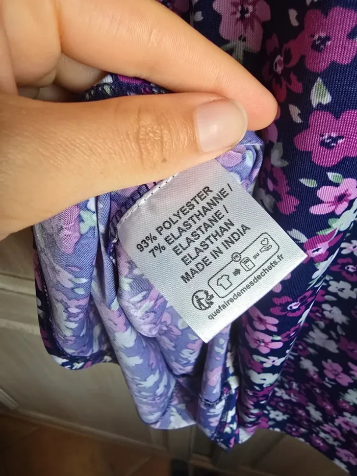 Robe colorée et fleurie bleu bonheur taille 44 - photo numéro 4