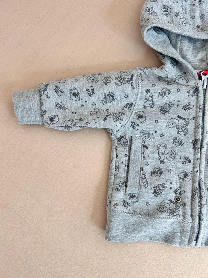 Sweat fermeture zip garçon ours 3 mois - photo numéro 2
