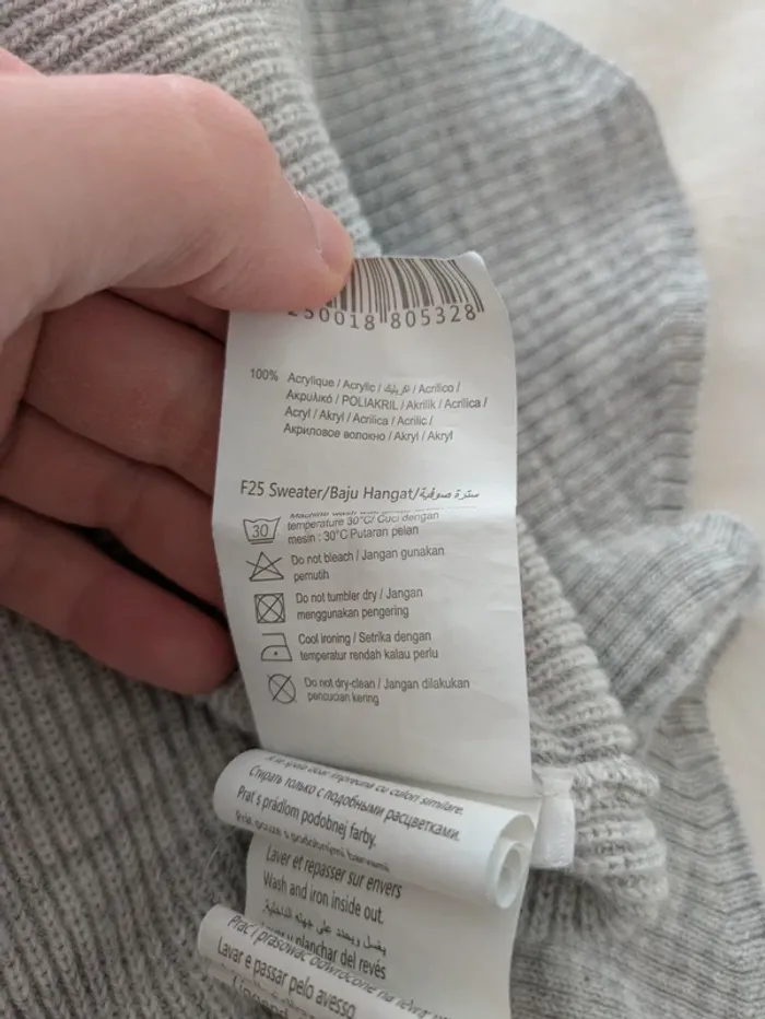 Pull gris perlé à bord festonné – Camaïeu – Taille S - photo numéro 4