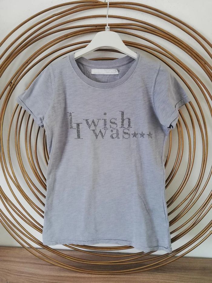 Tshirt à manches courtes Zara gris à strass Taille M - photo numéro 6