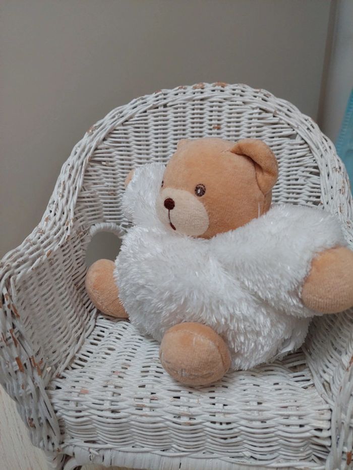 Kaloo - doudou ourson boule fourrure blanc - photo numéro 4