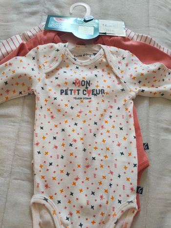 Lot de 3 bodies manches longues sucre orge 3 mois