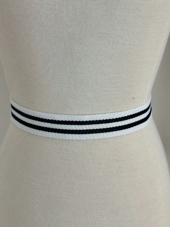 Ceinture blanche à rayures bleu marine 75cm - photo numéro 2