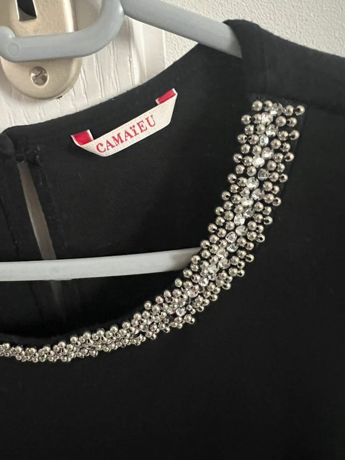 Haut noir femme perles strass camaïeu taille s - photo numéro 2
