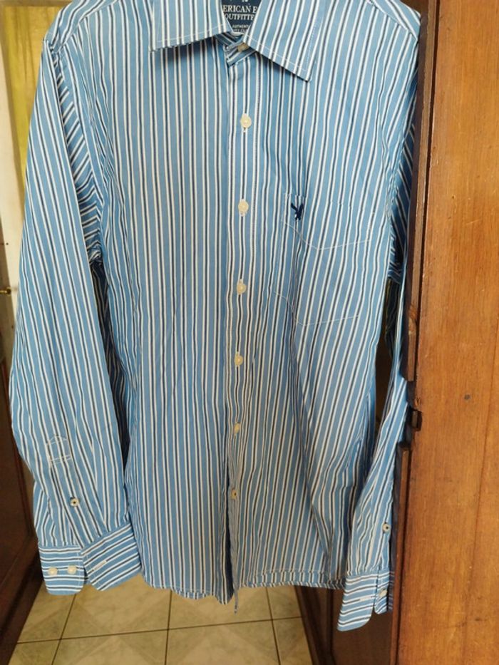 Chemise bleu rayures American Eagle S/36 vintage - photo numéro 6