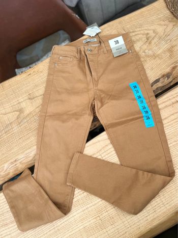 Jean pantalon neuf skinny marron clair camel push up taille 38