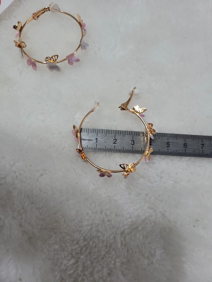 Clips papillon bicolore rose et blanc nacré - photo numéro 8