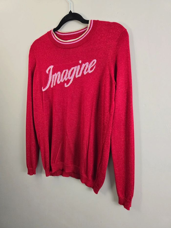 Pull ba&sh rouge "Imagine" pailleté taille 36 S tendance chic - photo numéro 2