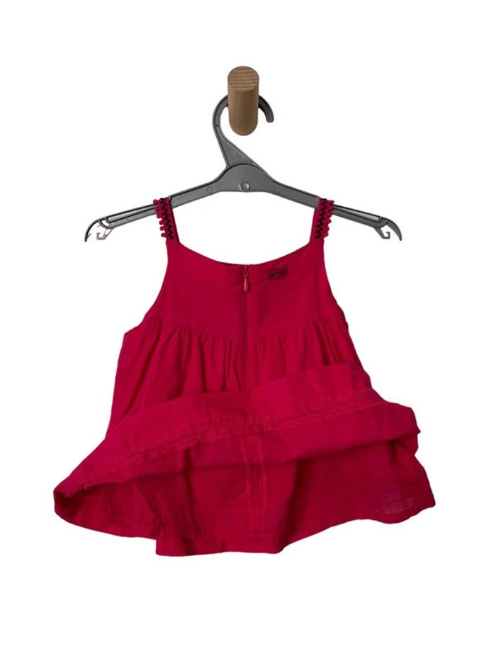 Top à bretelles rose fuchsia, motif brodé fleurs/oiseau - Catimini 3 ans (98cm) - photo numéro 4