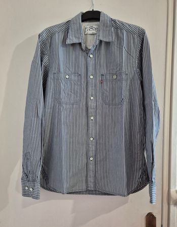 chemise levis homme taille S / 36 bleu à rayures blanches manches longues 100% coton Levi's