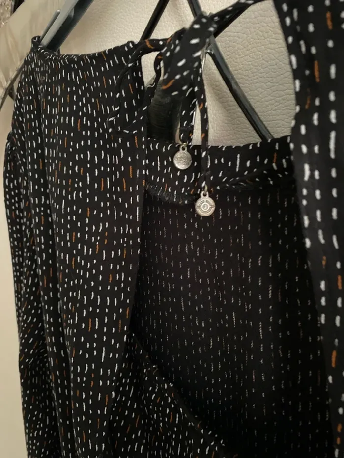 Superbe robe légère bonobo manches 3/4 noire et caramel très joli dos taille L /40 en parfait état - photo numéro 4