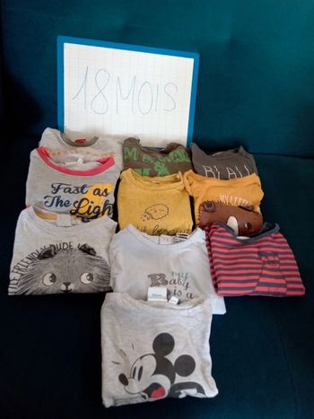 Lot de 10 t-shirt 18mois bebe manches longues