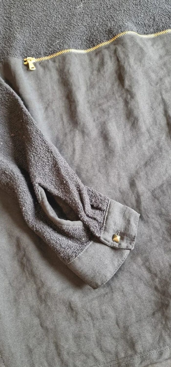 Blouse Zara à manches longues noire bi-matière taille S - photo numéro 7