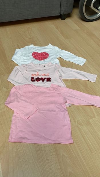 Lot de 3 t-shirt manche longue - 12 mois - 74 cm