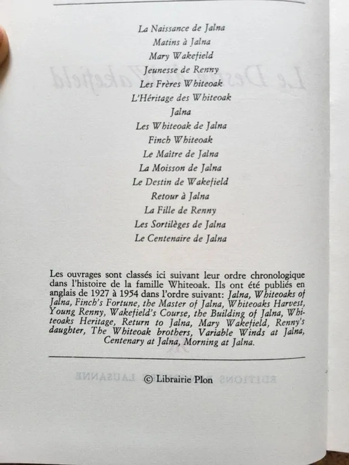 Lot des 16 livres "Les Jalna" de Mazo de La Roche - La saga des Whiteoak - photo numéro 11