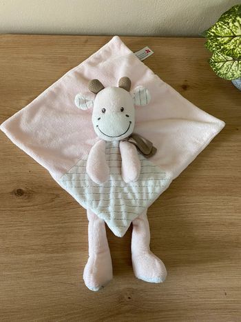 Doudou plat vache rose blanc écharpe marron nicotoy simba dickie