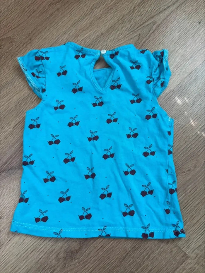 T-shirt turquoise cerise Kiabi - photo numéro 3