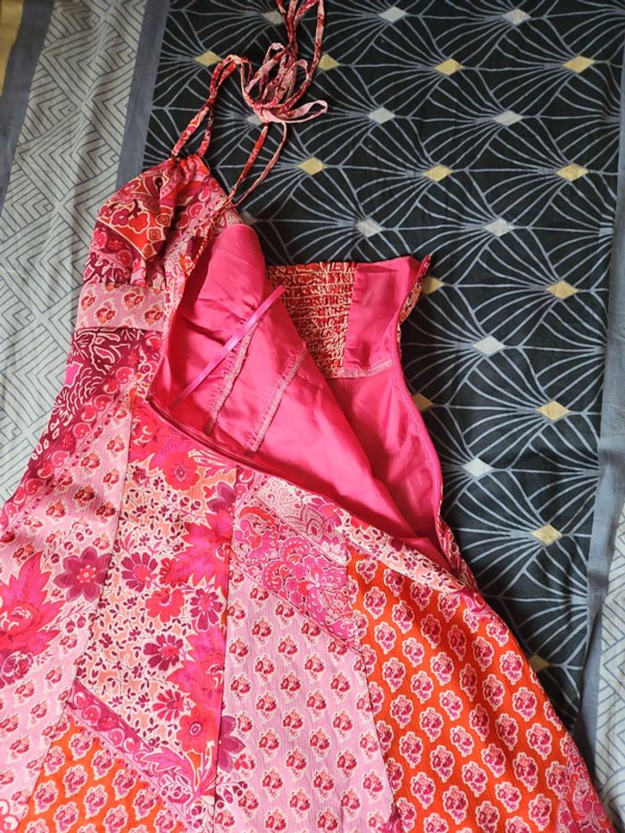 Superbe robe fleurie fushia 38 camaieu - photo numéro 3
