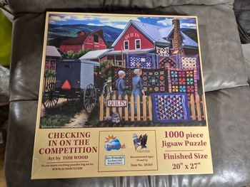 Puzzle 1000 pieces wood checking in on the competition neuf