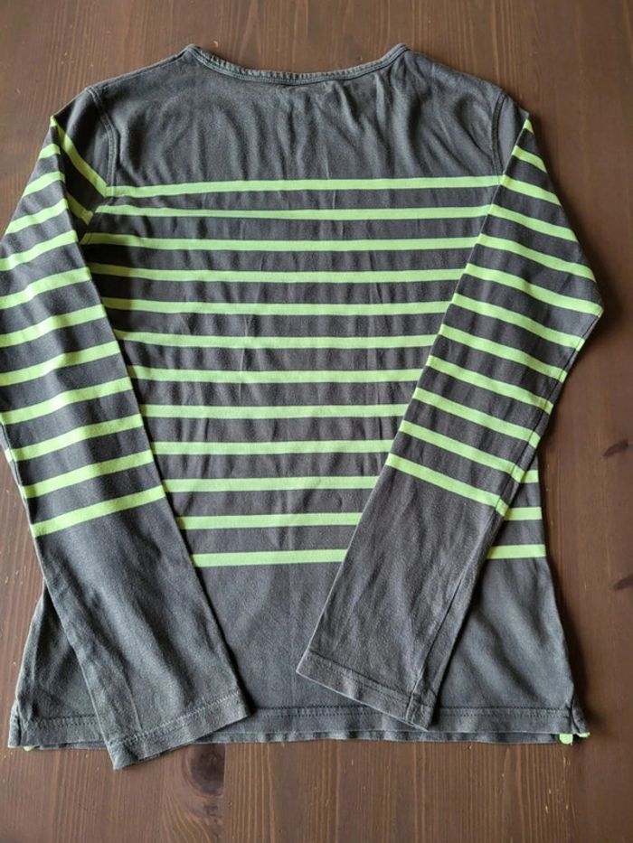 Tee shirt manches longues rayé gris vert Dpam 14 ans - photo numéro 4