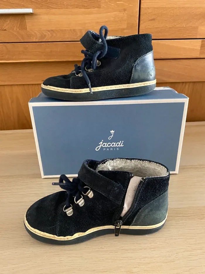 Bottines bottillons jacadi Paris bleu marine garçon fourré polaire hiver pointure 28 - photo numéro 3