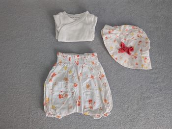 Ensemble Body + Short + Chapeau de Soleil 1 mois