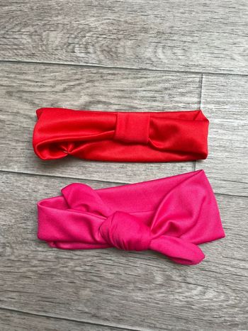 Lot 2 bandeaux bébé fille rouge rose noeud