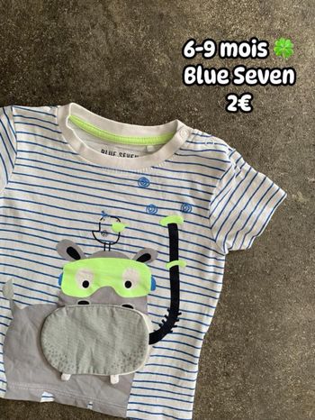 T-shirt 🍀 6-9 mois 🍀 Blue Seven