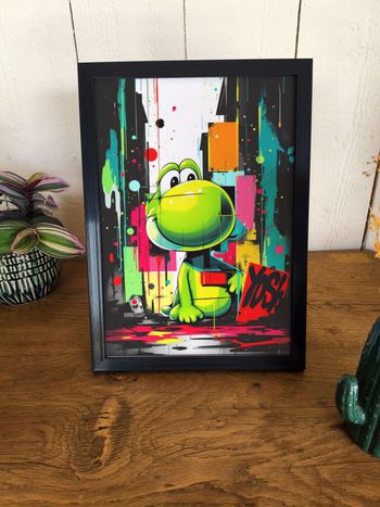 Affiche poster A4 (21×29,7 cm) Yoshi Nintendo street art coloré déco murale gaming chambre