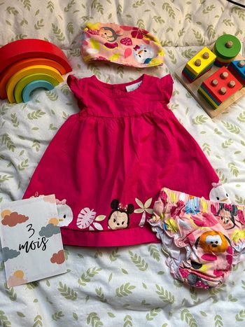 ensemble robe avec culotte et bandeau assortis rose 3 mois disney