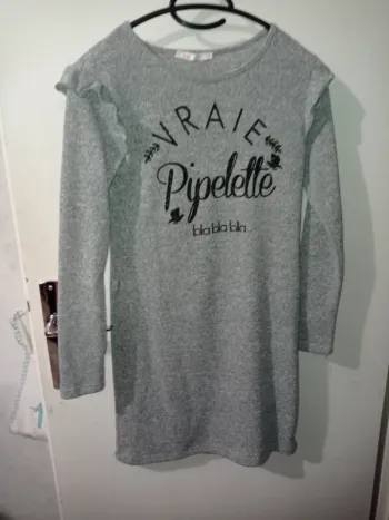 Robe pull fin enfant fille grise