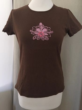 T-shirt marron brodé - Burton - T.1