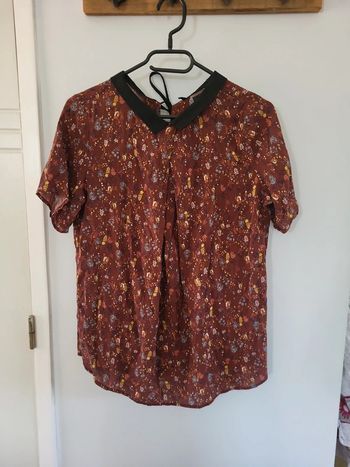 Teddy Smith t-shirt blouse col claudine bordeaux Taille 38 M