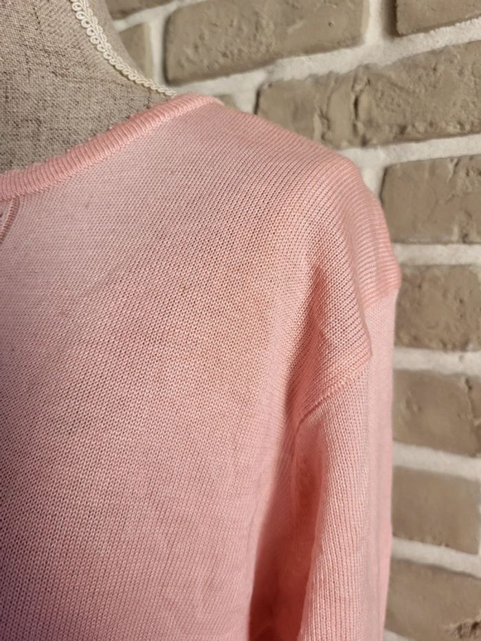 Pull vintage rose à torsades et perles - Angela Baraldi - photo numéro 4