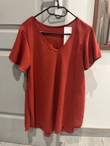 Haut col v ample rouille