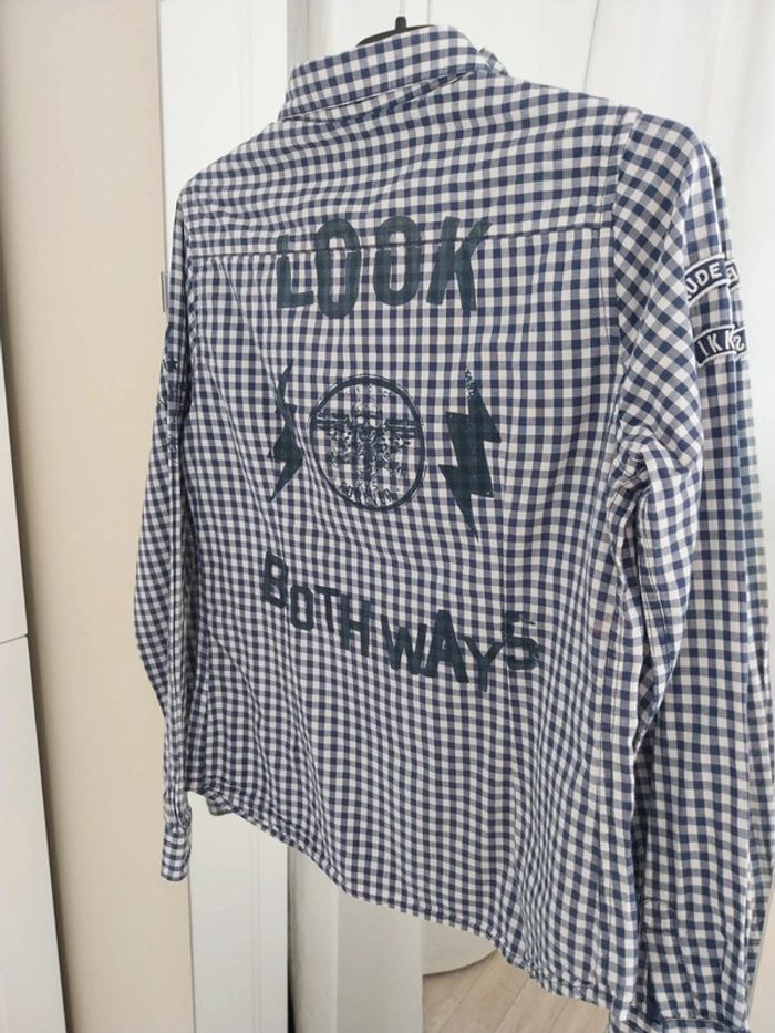 Chemise à carreaux bleu/ blanc T10A - photo numéro 3