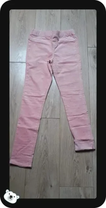 Pantalon tregging okaidi rose clair à motif en velours neuf avec étiquette