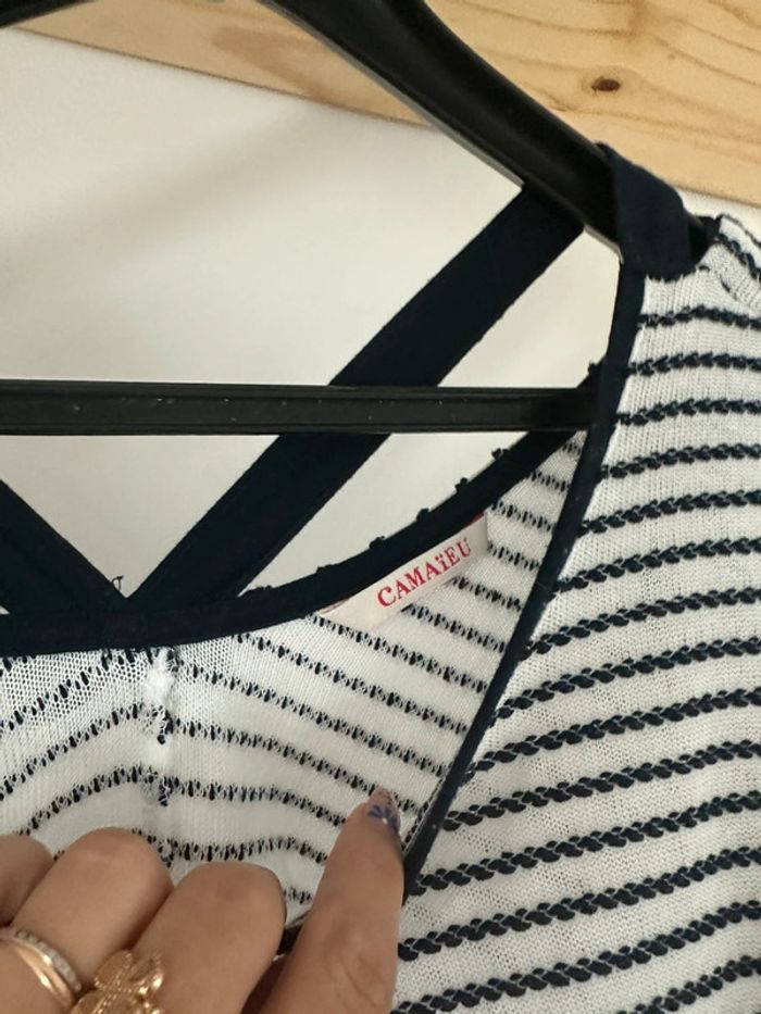 Haut manche 3/4 marinière camaïeu - photo numéro 2