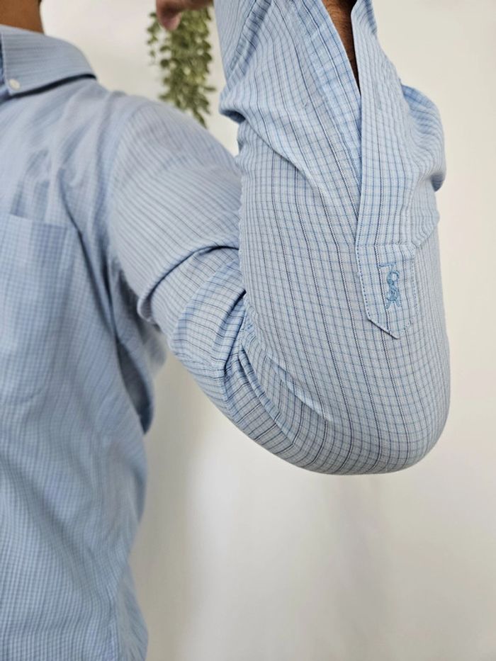 Chemise vintage bleu Yves Saint Laurent logo brodé - photo numéro 8