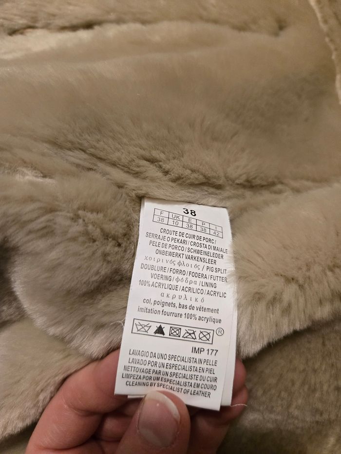 Veste en croûte de cuir beige - photo numéro 5