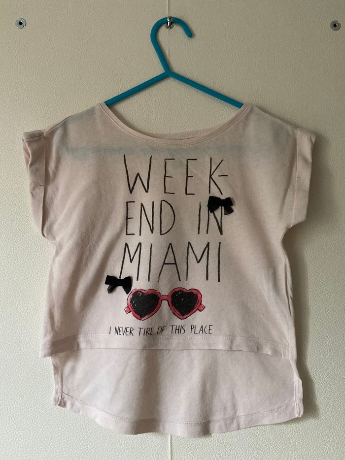 Tee-shirt tunique rose avec lunette et noeuds taille 12/24 mois