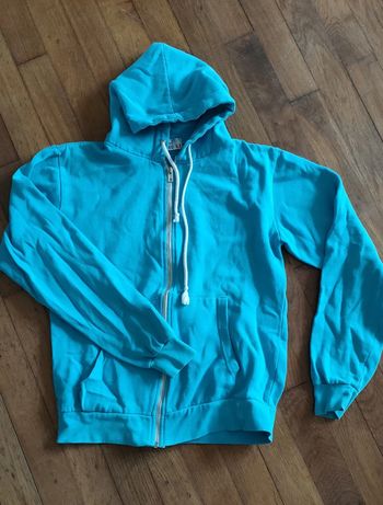 Veste sweat bleu turquoise