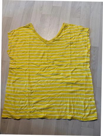 T-shirt à rayures jaune blanche 42/44 manches courtes, bpc