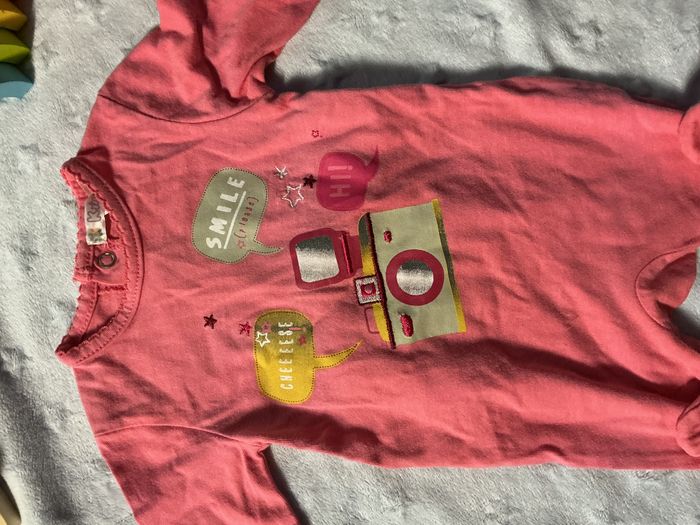 pyjama grenouillère en coton rose impression photo devant 1 mois kitchoun - photo numéro 5